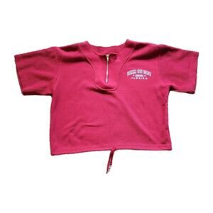 Vintage 80s 90s Panama City Beach Crop Top Size S-M Red Zip Tie